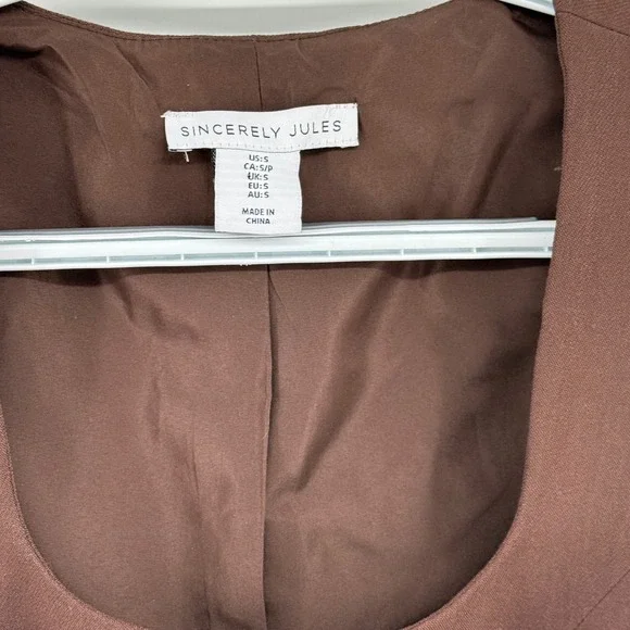 Sincerely Jules Y2K Style Women Brown Tailored Button Front Vest Gold Buttons S - Picture 2 of 6